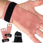 KAYANA 2 Hole Leather Gymnastics Hand Grips - Palm Protection and Wrist Support for Cross Training, Kettlebells, Pull ups, Weightlifting, Chin ups, Workout, & Exercise (Pink, X-Small)