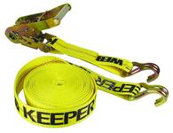 Keeper 04624 Heavy Duty 40-Inch x 2-Inch Ratcheting Tie Down, 10000-Pound Rated Capacity with Double J-Hooks