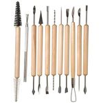 Deziine 11 Pcs Wooden Handle DIY Sculpting Knife Clay Pottery Carving Tool Set for Modeling Tools & Wooden Sculpture Knife