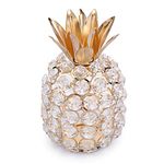 TOLIDA Sparkly Crystal Pineapple Fruit Ornament Artificial Fruit Sculpture Figurine Centerpiece Decor for Home Dining Table, Wedding/Birthday Party (Pineapple, Gold)