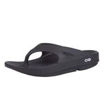 OOFOS Unisex Ooriginal Thong Flip Flop, Black, 7 M US Women's, 5 M US Men's