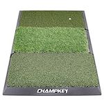 CHAMPKEY Professional Tri-Turf Golf Hitting Mat | Heavy Duty Rubber Backing Practice Mat Ideal for Indoor and Outdoor Training (16" x24", PRO Version)