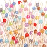 200 Pcs Cocktail Picks, 4.7 Inch Toothpicks for Appetizers, Bamboo Cocktail Sticks Skewers for Drinks, Desserts, Charcuterie, Wedding Party Fancy Toothpicks, Colour Pearl Mini Food Picks Decorative