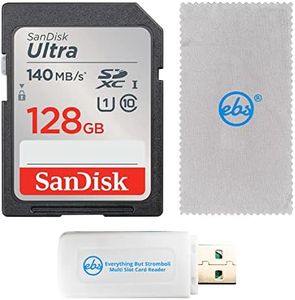 SanDisk 128GB SDXC Ultra Memory Card Works with Canon EOS Rebel T7, Rebel T6, 77D Digital Camera (SDSDUNB-128G-GN6IN) Bundle with Everything But Stromboli Multi Slot Card Reader & Micro Fiber Cloth