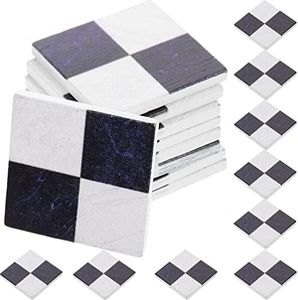 1 12 Scale Dollhouse Flooring 27pcs Dollhouse Miniature Mosaic Floor Tile Sheet Miniature Flooring Simulation Mini Doll House Accessories for Child - Black and White