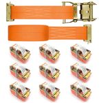 SALUINOKI 10Pack E Track 2 Ratchet Strap Etrack Van Strap Box Truck Strap Accessories Heavy Duty 12ft E Track Accessories 4400lbs Breaking Load, 2200 Working Load, E-TRACK-RS-10PACK-12FT