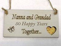 MadeAt94 50th Wedding Anniversary Decorations Mum and Dad Wooden Plaque Gifts Ideas