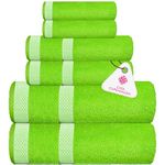 Casa Copenhagen Solitaire 6 Pieces Towel Set- Lime Green, 600 GSM 2 Bath Towel 2 Hand Towel 2 Washcloth, Designed in Denmark Made of Soft Egyptian Cotton for Bathroom, Kitchen & Shower