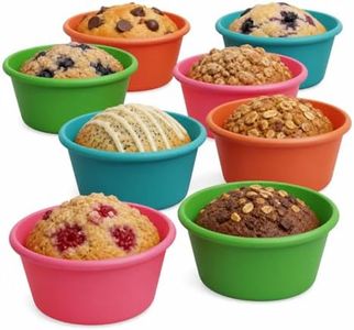 Bakerpan Silicone Jumbo Muffin Cups For Baking, Smooth Large Air Fryer Muffin Cups, 3 1/2 Inch Muffin Baking Cups, Jumbo Cupcake Liners - Set of 8