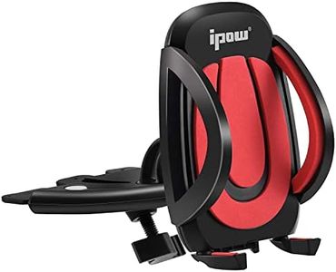 ipow CD Slot Phone Holder with Extendable Non-slip EVA Foam Clamps Car Mount Cradle,Red