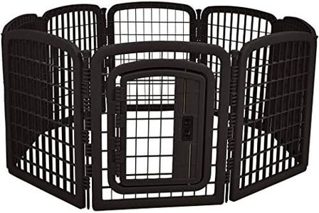 Amazon Basics 8-Panel Plastic Pet Pen Fence Enclosure With Gate - 150 x 147 x 71 Centimeters, Black