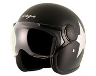 Vega Jet Star Open Face Helmet Dull Black Silver, Size: L(59-60 cm)