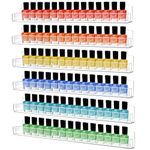 AumVum Acrylic Wall Mounted Nail Polish Organizer Rack, 6 Tiers Clear Shelves with Removable Anti-Slip Inserts, Paint Rack Essential Oil Perfume Stand, Nail Varnish Storage Display Shelf 15 Inches