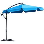 Outsunny 9FT Offset Hanging Patio Umbrella Cantilever Umbrella with Easy Tilt Adjustment, Cross Base and 8 Ribs for Backyard, Poolside, Lawn and Garden, Blue