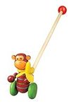 Monkey Push Along Toy - Animal Push and Pull Along Toys for 1 Year Olds, Wooden Toys - Toddler Toys, Perfect 1st Birthday Gifts For Boy and Girl - Early Development & Activity Toys by Orange Tree Toys