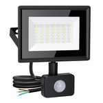 Aigostar 30W Security Lights Outdoor Motion Sensor, 2510 Lumen PIR Light, IP65 Waterproof Motion Sensor Flood Light, Ultra Thin Motion Sensor Lights Outdoor for Forecourt, Backyard, Garages, Black