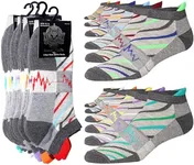 JAMES FIALLO Men's 12-Pairs Color Dynamic Waves Color Sleek Grey Canvas Athletic Socks, 2929-T1