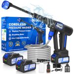 Cordless Pressure Washer, 6 in 1 Portable Power Washer with Trigger-Controlled Variable Pressure, Cordless Power Washer with 2 Battery, Battery Pressure Washer with 5M for Car/Floor/Garden Cleaning