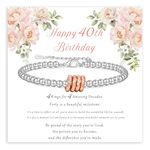 GEMAURA 40th Birthday Gifts for Women,Adjustable Silver Bracelet for Women Sterling Silver Bracelet 40th Birthday Presents Gifts Ideas with Cards for Mum Daughter Sister Grandma