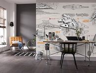 Komar Star Wars Blueprints Wallpaper Mural, Vinyl, Multi-Colour, 368 x 0.2 x 254 cm