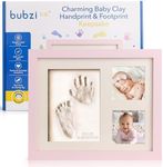 Bubzi Co Baby Footprint Kit, Baby Foot and Hand Print Kit, Baby Keepsake Frame, Nursery Pictures Frames, Hand Print Mold Kit, New Mom Gifts, Baby Newborn Essentials Must Haves, Baby Shower Gifts