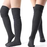 NAXUE Winter socks for women full length knee (size-S, M) Wool Warm Thigh High Socks Knee High Leg Warmers Long Socks Boot Cuffs Knee Cap woolen socks for women winter wear cotton socks (Black)