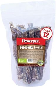Powerpet Treats Beef Jerky Twists - 100% Natural Dog Chews - High Protein, Low Fat - Made from Premium Beef Esophagus - Promotes Dental Health - Long-Lasting Treats - Great for All Breeds - Pack of 12
