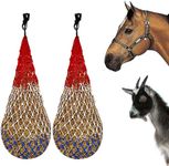 Majestic Ally 2 pcs Ultra Slow Feed 1.5"x1.5" Holes 40” Hay Net for Horses and livestocks. (Patriotic)