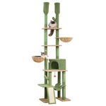 PAWZ Road Cactus Cat Tree Floor to Ceiling Cat Tower with Adjustable Height(85-112 Inches), 7 Tiers Climbing Activity Center with Cozy Hammocks, 5 Platforms and Scratching Posts for Indoor Cats