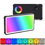 Andoer 2500K-9000K Pocket RGB Video Light LED Fill Light Panel Dimmable 24 Lighting Effects CRI95+ Built-in Battery with Cold Shoe Adapter for Vlog Live Streaming Video Conference Lighting Photography