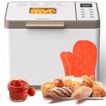 Karinear Bread Maker, Upgrade 20 Function Bread Machine with Gloves, 15 H Timer & 20 Preset Function, 2LB Stainless Steel Bread Maker Machine with 3 Loaf Sizes 3 Crust Colors