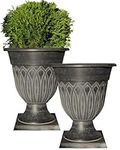 Large Plant Pots Outdoor Urn - 13” 33cm Wide Classic Pattern Planter Outdoor Plant Pot. Lightweight, Recycled Plastic. Enhance a Deck, Patio, Balcony or Use Indoor. Grey with Fleck 2x Tub