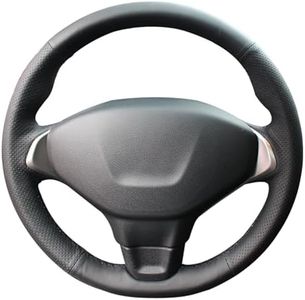 MEWANT Black Artificial Leather DIY Customzied Car Steering Wheel Cover for Peugeot 301