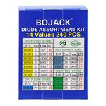 BOJACK 14 value 240 pcs Diode Assortment Kit Contain Rectifier/Fast Recovery/Schottky/Switching Diode 1N4001 IN4004 IN4007 IN5404 IN5406 IN5408 RL207 FR107 FR207 UF4007 IN5817 IN5819 IN5822 IN4148