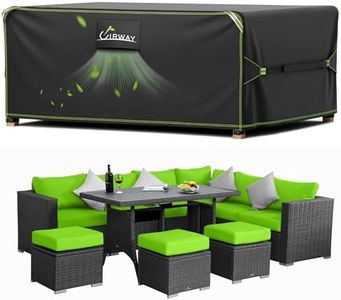 UIRWAY Patio Furniture Cover, Outdoor Sectional Sofa Couch Set Covers Waterproof, Garden Dining Table Chair Set Cover Outside Rectangular Heavy Duty Weatherproof, 90" L x 65" W x 28" H, Black