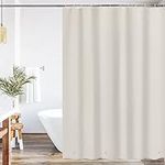 WELTRXE PEVA Shower Curtain Liner with Magnets, Plastic Shower Curtain with Hooks for Bathroom, Bathtub, No Smell, 71x71 Inch,Light Khaki