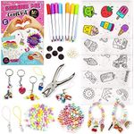 GirlZone Shrink Me Craft Kit, Create Shrink Art and Make Your Own Keychain Charms and Fridge Magnets with Shrinky Sheets, Fun Gift Idea, Keychain Arts and Crafts and Kids Crafts Ages 8-12