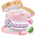 Vulva Balm All-in-One Organic Soothing Relief - 11 Botanicals w/Rose & Menthol - Relieves Intimate Skin Irritation, Dryness, Itching - Hormone-Free Menopause Support Vulva Cream, for 60 Days - 2 oz