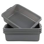 Eagrye 4 Packs Bus Tubs, Commercial Tote Box, Plastic Bus Box (13 L Capacity), Grey