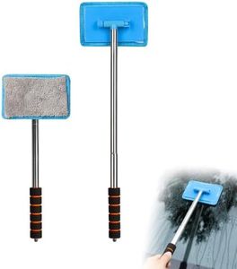 Dual Magnetic Car Windshield Cleaner Microfiber Car Window Cleaner Kit (Blue)