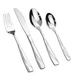 Lesbye Kitchen Cutlery Sets, 32 Pieces/Service for 8, Stainless Steel Dinnerware Knife Fork Spoon