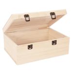 Voittozege Extral Large Unfinished Wooden Box, 12x9x5 Inch large Wooden Box with Hinged Lid and Front Clasps, Natural Wood Boxes for Diy Crafting Gift Box, Suitable for Craft Art Hobbies