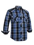 Coevals Club Men's Western Cowboy Pearl Snap Work Plaid Long Sleeve Two Pocket Casual Button Up Shirts (Blue,Black/L, 4#)