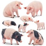 TOYMANY 8PCS Realistic Pig Figurines Set, Plastic Pig Figures Farm Animals Toys, Cake Topper Education Birthday Christmas Toy Gift for Kids Toddlers