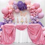 B-COOL 50x102 inch Sequin Tablecloth Fuchsia Pink Rectangle Tablecloths Table Cloth for Birthday Banquet Wedding Decorations