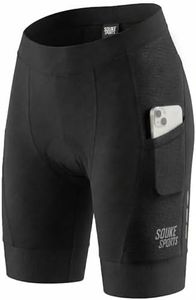 SoukesportsAU Women Bike Shorts with Padding High Waist Cycling Tights 4D Cushion Reflective Shorts with Pockets for Road & MTB Cycling Black Size L