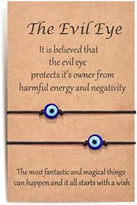 Shonyin Evil Eye Bracelets Set with Card Good Luck String Bracelet Kabbalah Protection Rakhi for Brother Amulet for Women Men Christmas Father's Day Family Friends