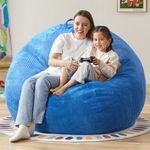 Hobestluk 4.5FT Bean Bag Chair Giant Bean Bag Chair with Filler Included Adult Bean Bag Chairs with Removable Cover for Bedroom Living Room - (Jumbo, Blue)