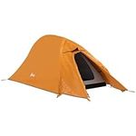 Outsunny 1-2 Man Camping Tent, Double Layer Backpacking Tent with 2000mm Waterproof Rainfly and Carry Bag, Lightweight for Fishing, Travel, Hiking, Sports, Festival, Orange