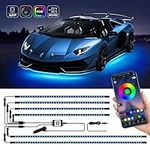 Exterior Car Underglow LED Strip Lights, Universal RGB Neon Accent Lights with Music Mode, Multicolor Waterproof Underbody Lights Kit- Wireless Bluetooth APP Control(2×35inch+4×23inch)